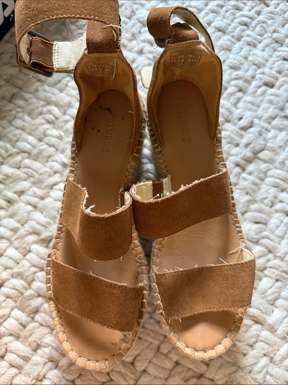 Soludos Tan Suede Espadrille Wedge Sandals